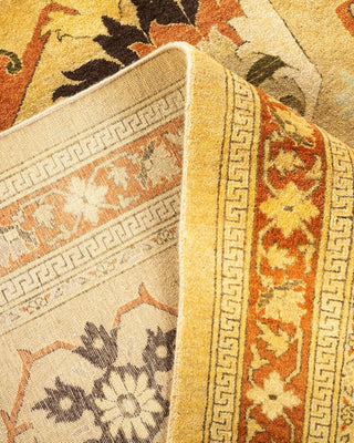 Traditional Mogul Yellow Wool Area Rug 9' 0" x 11' 7" - Solo Rugs