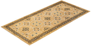 Traditional Mogul Yellow Wool Runner 6' 1" x 13' 1" - Solo Rugs