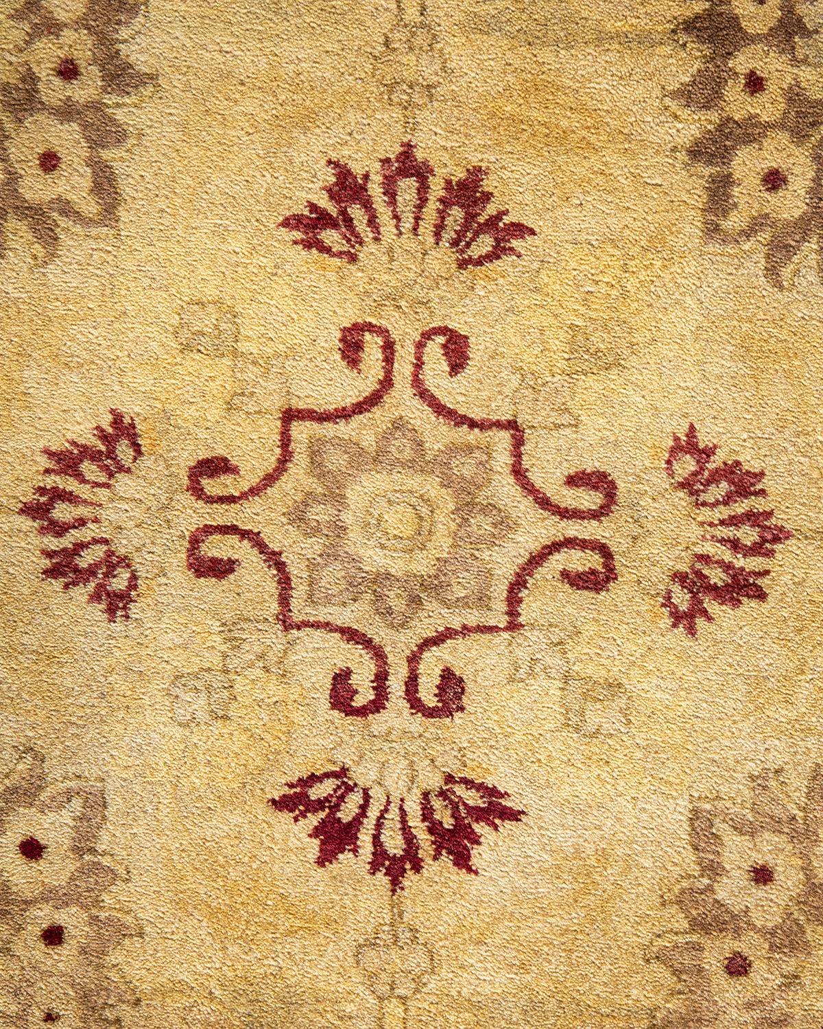 Traditional Mogul Brown Wool Area Rug 9' 1" x 12' 4" - Solo Rugs