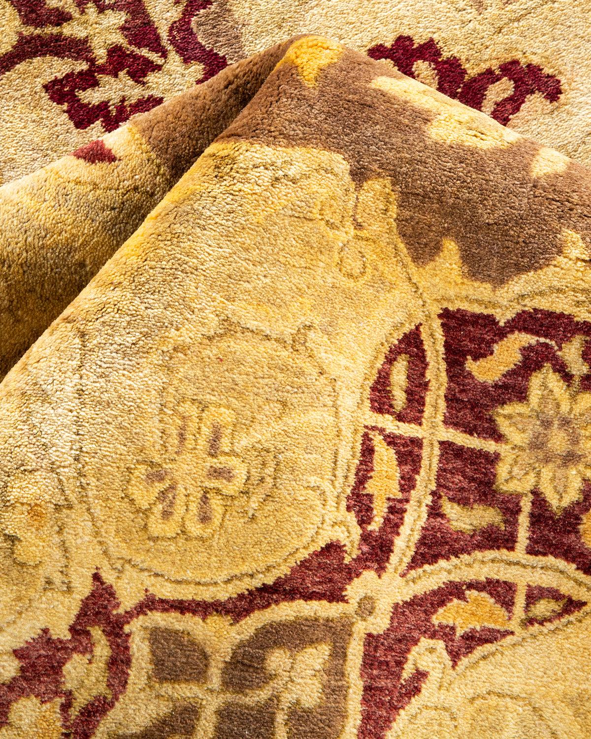 Traditional Mogul Brown Wool Area Rug 9' 1" x 12' 4" - Solo Rugs