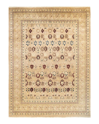 Traditional Mogul Ivory Wool Area Rug 9' 0" x 12' 1" - Solo Rugs