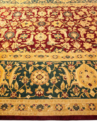 Traditional Mogul Red Wool Area Rug 9' 3" x 12' 2" - Solo Rugs