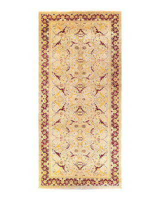 Traditional Mogul Yellow Wool Area Rug 8' 0" x 16' 10" - Solo Rugs