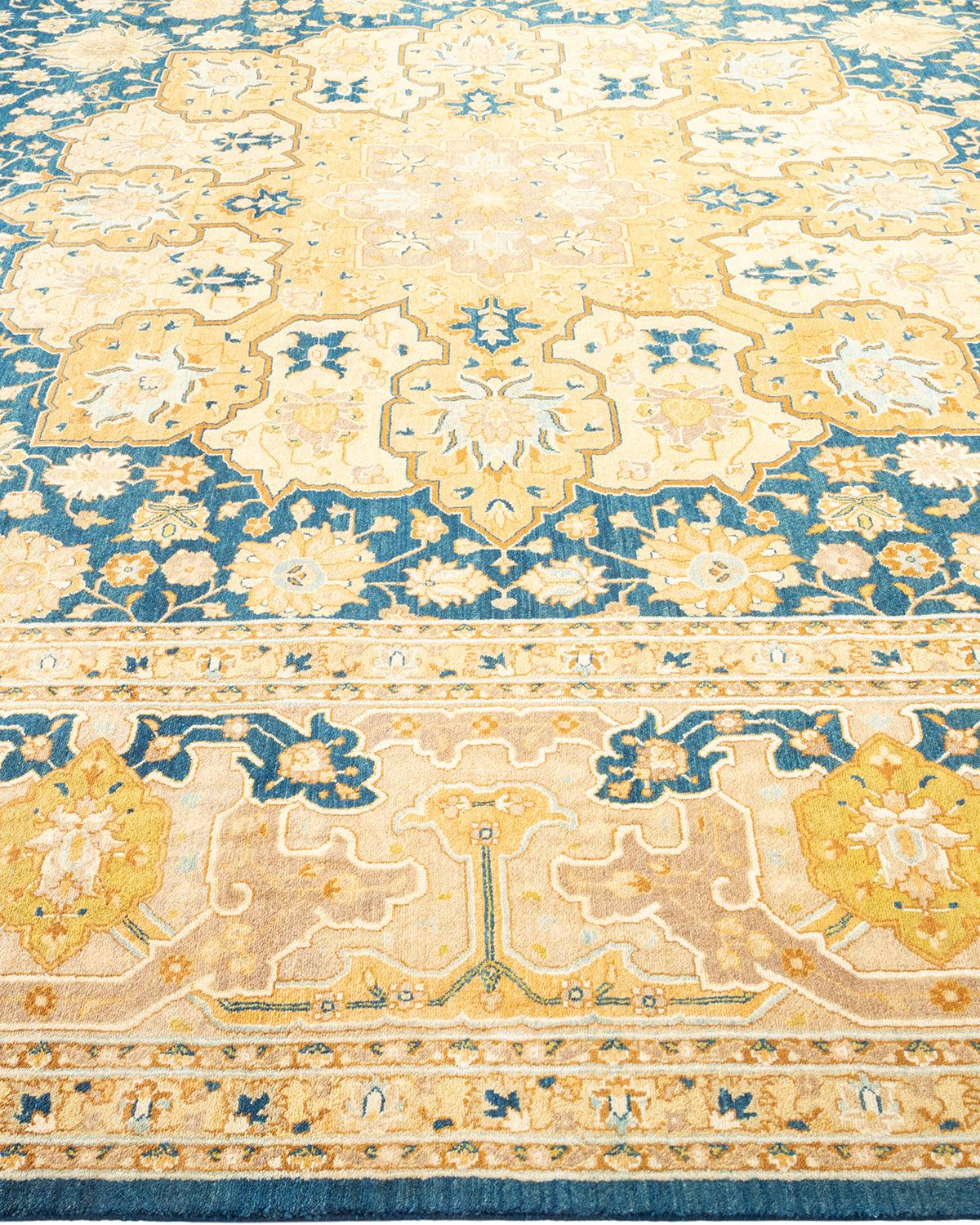 Traditional Mogul Blue Wool Runner 8' 1" x 13' 0" - Solo Rugs