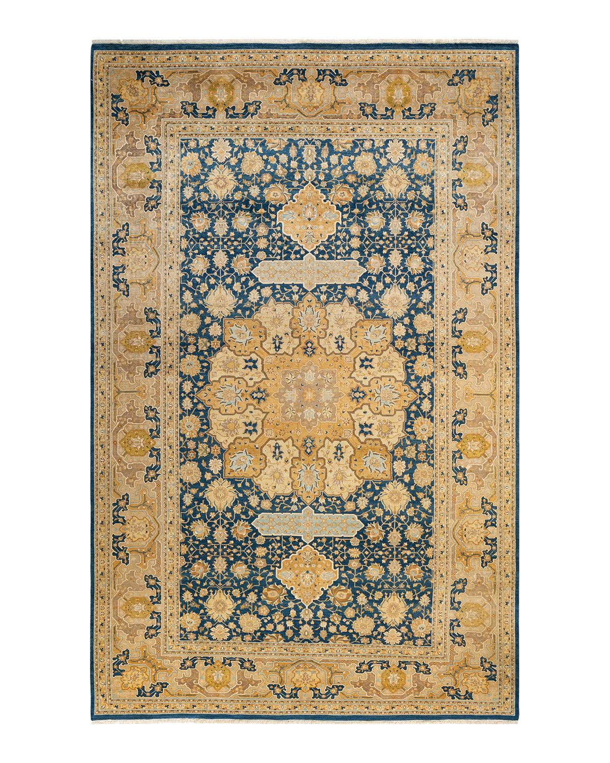 Traditional Mogul Blue Wool Runner 8' 1" x 13' 0" - Solo Rugs