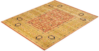 Traditional Mogul Orange Wool Area Rug 8' 2" x 10' 6" - Solo Rugs