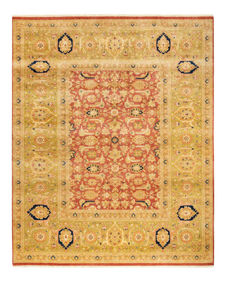 Traditional Mogul Orange Wool Area Rug 8' 2" x 10' 6" - Solo Rugs