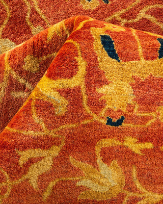 Traditional Mogul Orange Wool Area Rug 8' 2" x 10' 4" - Solo Rugs