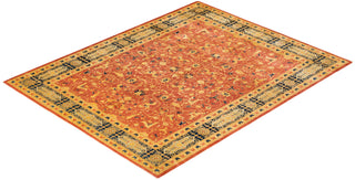 Traditional Mogul Orange Wool Area Rug 8' 2" x 10' 4" - Solo Rugs