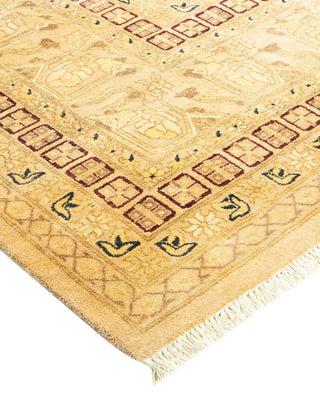 Traditional Mogul Yellow Wool Area Rug 7' 10" x 9' 10" - Solo Rugs