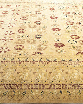 Traditional Mogul Yellow Wool Area Rug 7' 10" x 9' 10" - Solo Rugs