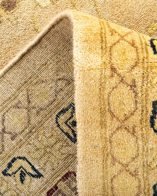 Traditional Mogul Yellow Wool Area Rug 7' 10" x 9' 10" - Solo Rugs