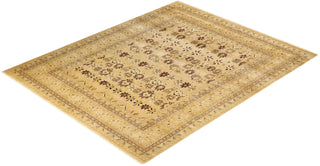 Traditional Mogul Yellow Wool Area Rug 7' 10" x 9' 10" - Solo Rugs