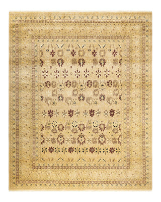 Traditional Mogul Yellow Wool Area Rug 7' 10" x 9' 10" - Solo Rugs