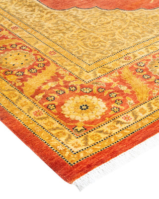 Traditional Mogul Orange Wool Area Rug 6' 2" x 9' 0" - Solo Rugs