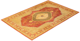 Traditional Mogul Orange Wool Area Rug 6' 2" x 9' 0" - Solo Rugs