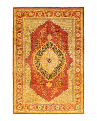Traditional Mogul Orange Wool Area Rug 6' 2" x 9' 0" - Solo Rugs