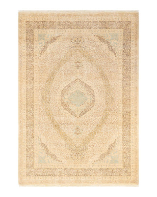 Traditional Mogul Ivory Wool Area Rug 6' 3" x 8' 10" - Solo Rugs