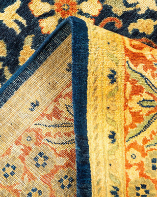 Traditional Mogul Blue Wool Area Rug 6' 1" x 9' 1" - Solo Rugs