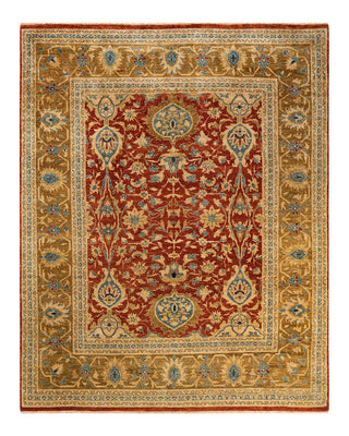 Contemporary Eclectic Orange Wool Area Rug 8' 1" x 10' 1" - Solo Rugs