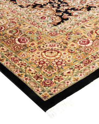 Traditional Mogul Black Wool Area Rug 8' 2" x 10' 0" - Solo Rugs