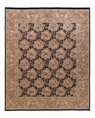 Traditional Mogul Black Wool Area Rug 8' 2" x 10' 0" - Solo Rugs