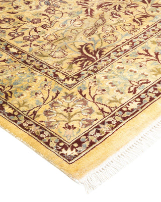 Traditional Mogul Yellow Wool Area Rug 4' 0" x 5' 10" - Solo Rugs