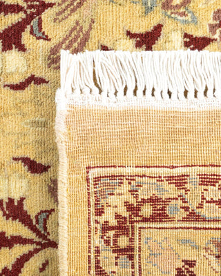 Traditional Mogul Yellow Wool Area Rug 4' 0" x 5' 10" - Solo Rugs