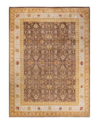 Traditional Mogul Brown Wool Area Rug 9' 0" x 12' 1" - Solo Rugs