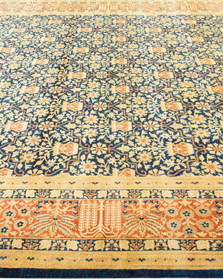 Traditional Mogul Blue Wool Area Rug 9' 3" x 11' 5" - Solo Rugs