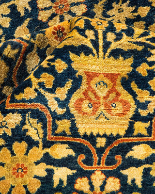 Traditional Mogul Blue Wool Area Rug 9' 3" x 11' 5" - Solo Rugs