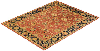 Traditional Mogul Orange Wool Area Rug 8' 1" x 10' 4" - Solo Rugs