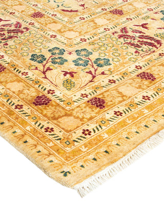 Traditional Mogul Yellow Wool Area Rug 8' 0" x 10' 1" - Solo Rugs