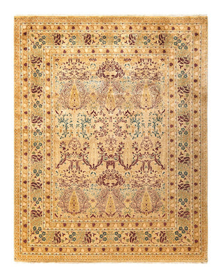 Traditional Mogul Yellow Wool Area Rug 8' 0" x 10' 1" - Solo Rugs