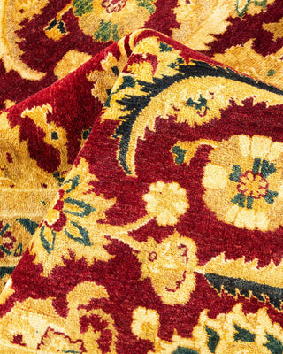 Traditional Mogul Red Wool Area Rug 6' 1" x 9' 4" - Solo Rugs