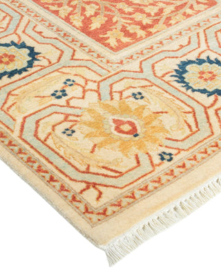 Traditional Mogul Ivory Wool Area Rug 6' 1" x 9' 1" - Solo Rugs
