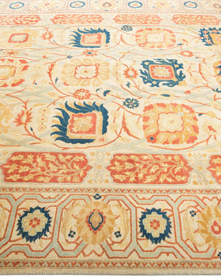 Traditional Mogul Ivory Wool Area Rug 6' 1" x 9' 1" - Solo Rugs