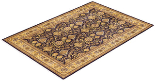 Contemporary Eclectic Black Wool Area Rug 6' 2" x 9' 1" - Solo Rugs