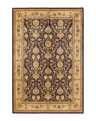 Contemporary Eclectic Black Wool Area Rug 6' 2" x 9' 1" - Solo Rugs