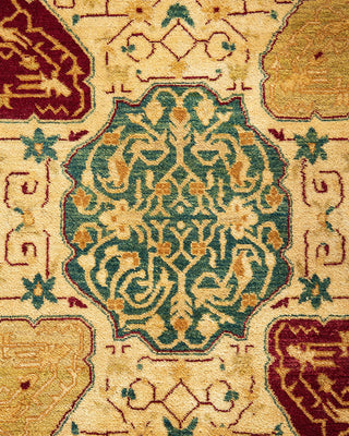 Traditional Mogul Ivory Wool Area Rug 9' 3" x 12' 3" - Solo Rugs