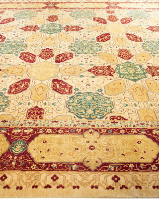 Traditional Mogul Ivory Wool Area Rug 9' 3" x 12' 3" - Solo Rugs