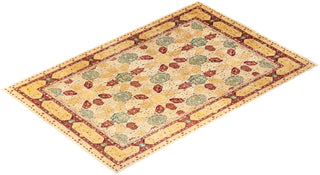 Traditional Mogul Ivory Wool Area Rug 9' 3" x 12' 3" - Solo Rugs