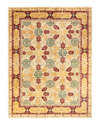 Traditional Mogul Ivory Wool Area Rug 9' 3" x 12' 3" - Solo Rugs