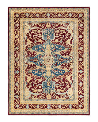 Traditional Mogul Red Wool Area Rug 9' 2" x 12' 1" - Solo Rugs