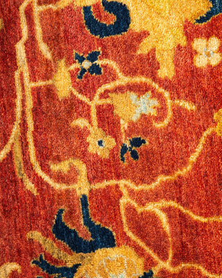 Traditional Mogul Orange Wool Area Rug 8' 0" x 10' 4" - Solo Rugs
