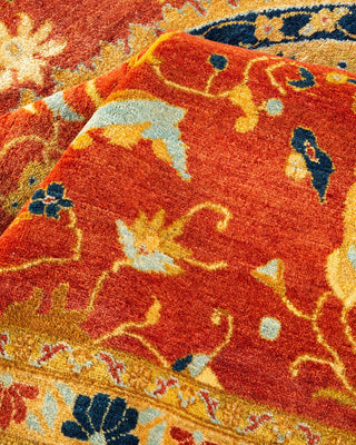 Traditional Mogul Orange Wool Area Rug 8' 0" x 10' 4" - Solo Rugs