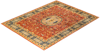 Traditional Mogul Orange Wool Area Rug 8' 0" x 10' 4" - Solo Rugs