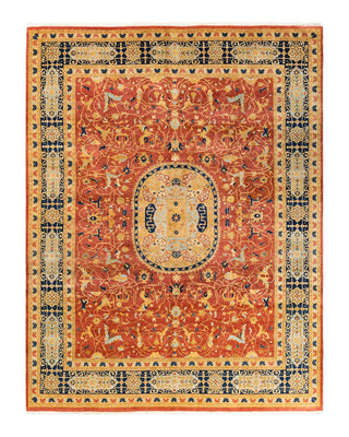 Traditional Mogul Orange Wool Area Rug 8' 0" x 10' 4" - Solo Rugs