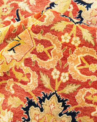 Traditional Mogul Orange Wool Area Rug 8' 1" x 10' 1" - Solo Rugs
