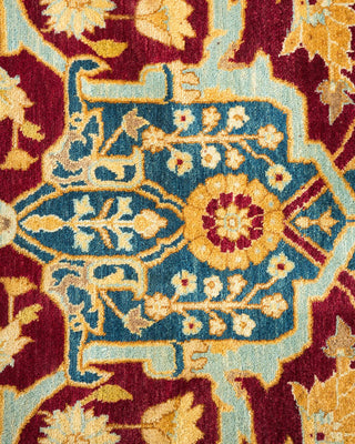Traditional Mogul Purple Wool Area Rug 6' 1" x 9' 0" - Solo Rugs